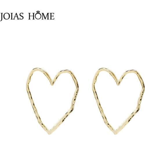 JoiasHome Hollow Heart shaped Silver 925 Jewelry Trendy Stud Earrings for Women Anti allergy Ear Studs Party Banquet Jewelry