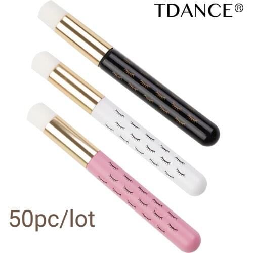 TDANCE 50Pcs Professional Colorful False Eyelash Brush Exquisite Makeup Eyelash Extensions Nose Applicator Washing Cleaning Tool