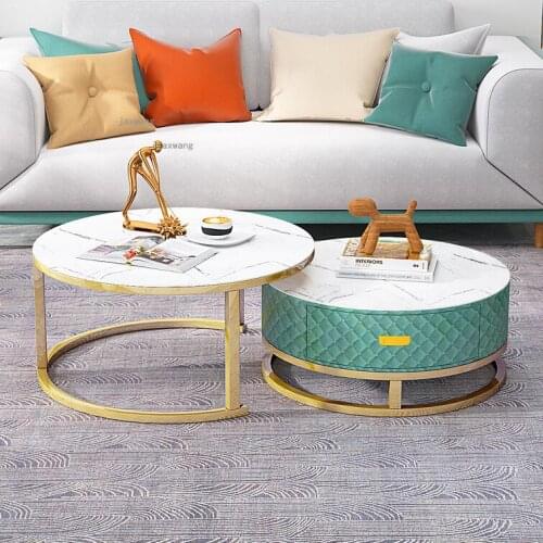 Nordic Hotel Coffee Tables Simple Modern Household Round Side Table Small Apartment Endtable Living Room Drawer Storage Cabinet
