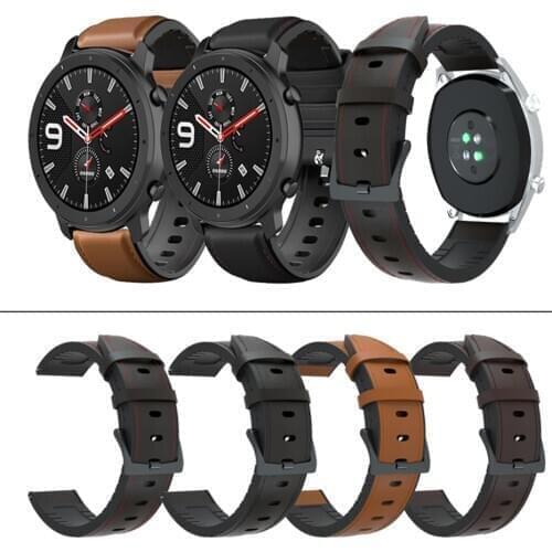 For Amazfit GTR 42/47mm Leather Strap Watchband for Huami Amazfit GTS/Bip Watch Bracelet Band for Huami Amazfit 2/2S/Stratos