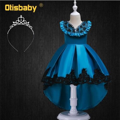 Flower Girl Lace Dresses Princess Party Wedding Gowns for Children Graduation Ceremony Dresses Baby Kids Long Tail Formal Dress