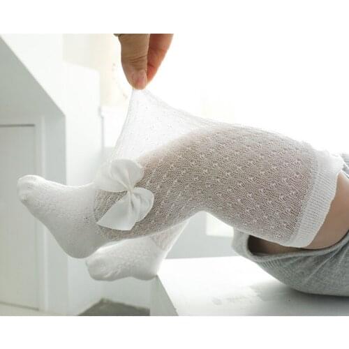 Summer Mesh Baby Girl Socks Big Bow Elastic Breathable Newborn Socks Soft Cotton Toddler Knee High Socks Kids Long Socks