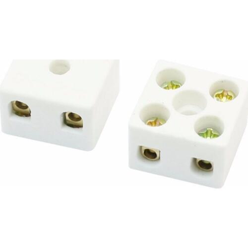 Hot Sale 2 Pcs High Quality 2W5H Wire Connector AC 380V 10A Dual Row Ceramic Terminal Block 1.8 x 2.1 x 1.5cm White