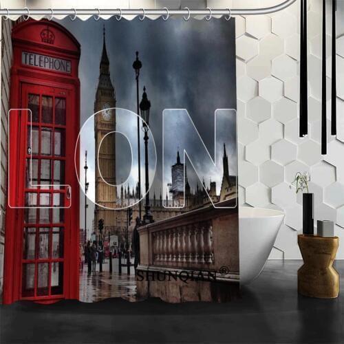 New Arrival LONDON CITY Shower Curtain Polyester Fabric Printing Bathroom Curtain Waterproof Bathroom Products With Hook