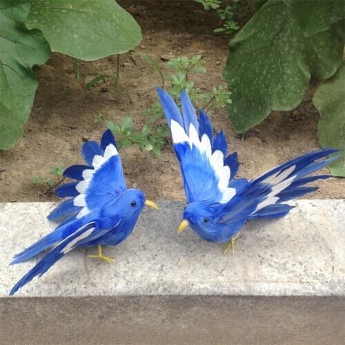 About 12cm a pair of mini simulation blue bird model foam&furs cute wings birds 1728