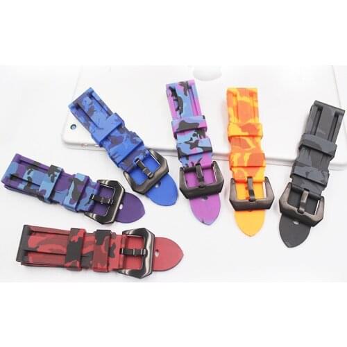 24mm High Quality Camo Color Waterproof Silicone Rubber Replacement Watch Band Strap Band Loops For Panerai Luminor sport strap