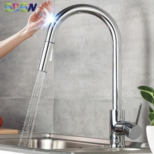 Touch Kitchen Faucets Crane for Chrome Sensor Kitchen Water Tap Pull Out Kitchen Sink Faucet Polished Chrome Touch Kitchen Taps