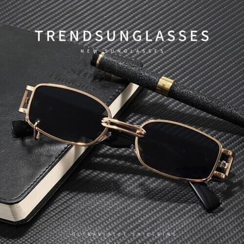 FEISHIN Retro Brown Cobain Luxury Sunglasses Women Brand Designer Unisex Square Steampun Men Sun Glasses Tiny Male Shades Cool