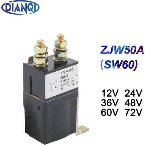 SW60 1NO (normally open) 12V 24V 36V 48V 60V 72V 50A DC Contactor ZJW50A for motor forklift electromobile grab wehicle car winch