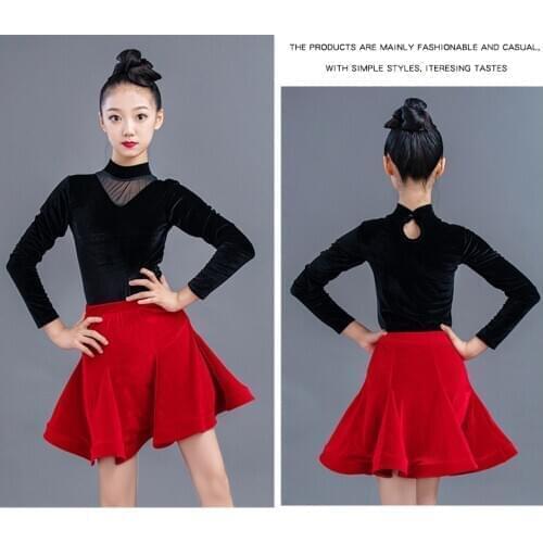 Latin dance practice clothes big children fall winter little children girls net red skirt international new top suit