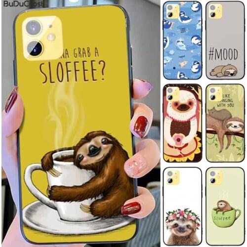 Riccu Caffeinated Sloth anima Phone Case For iphone 11 12 Mini Pro Max X XS MAX 6 6s 7 8 Plus 5 5S 5SE XR SE2020