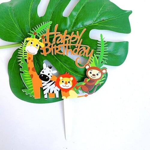 Lion Rabbit Animals Cake Toppers Birthday Cakes Baking Jungle Safari Happy Birthday Party Decor Baby Shower Dessert Decorating