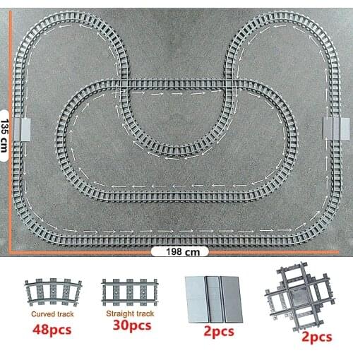 Train Tracks Train Station Bus Stop City trein 4519 Cross Track Straight Curved Railway Building Block Brick Station Model Rails