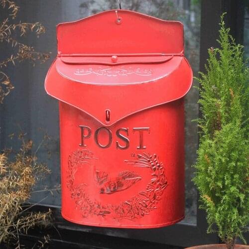 European style iron retro mailbox, sealed suggestion box, newspaper mailbox, Wedding Garden Decoration home mailbox post box