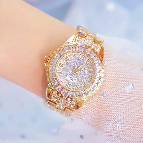 Women Watch Famous Luxury Brand Diamond Gold Wrist Watches Women Quartz Crystal Female Wristwatch Ladies Clock Montre Femme 2020
