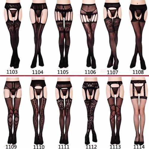 Womens Sexy Solid Striped Elastic High Waist Transparent Stockings Lingerie Garter Fishnet Pantyhose Open Crotch Tights Fishnet