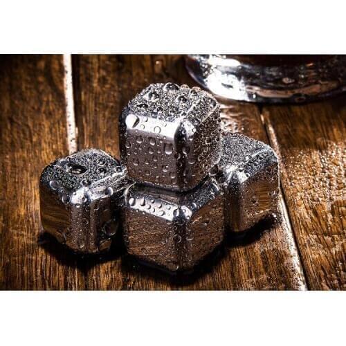 1LOT Magic Stainless steel whisky ice cubes/bar KTV supplies wiskey/wine/beer cooler 1 4 6 8pcs LJ 010