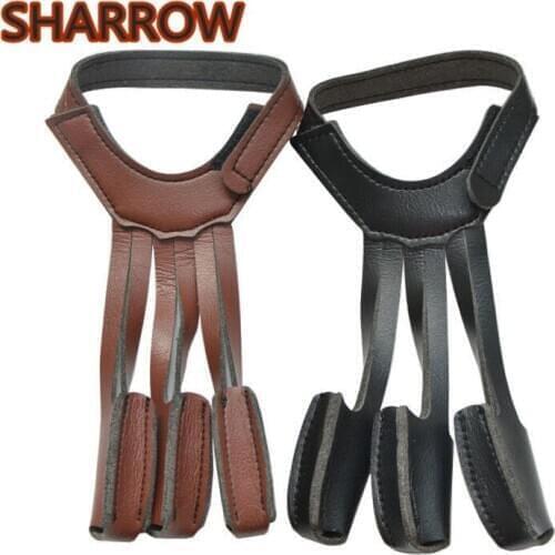 1Pc Archery Protect Glove 3 Finger Guard Tab Protector Gear Bow String Leather For Bow Outdoor Hunting Shooting Accessories