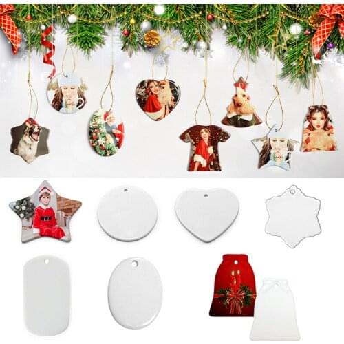 15Pcs Sublimation Blanks Christmas Decoration Ceramic Pendant for Sublimation INk DIY Christmas Tree Decoration Holiday Party