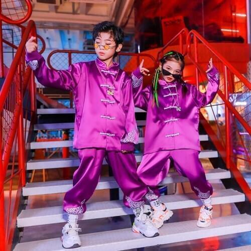 2020 Chinese Style Hip Hop Dancing Clothes For Kids Tang Suit Jazz Dance Costumes Modern Dance Performance Rave Clothes DQS5962