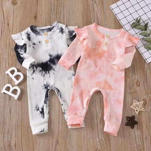 2020 newborn baby jumpsuit new long-sleeved fashion tie-dye pit strip autumn baby girl romper