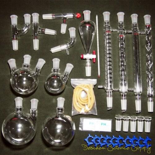 24/40 New Organic Chemistry Laboratory Glassware Kit 32PCS Lab Chemical Device Distilling Device