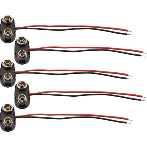 5/10Pcs Black 9V Battery Clips Connector Plastic Hard Shell Buckle T Type 9V Battery Snap Holder Lead Wire Length 15CM