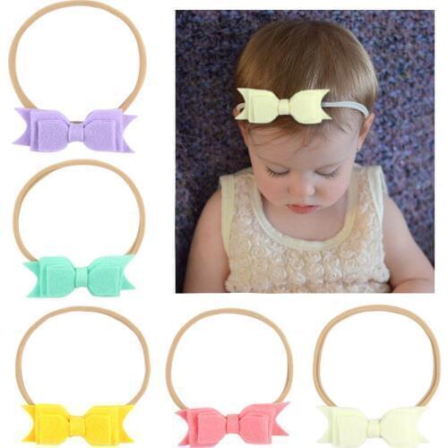 5Pc Boutique Lovely Two Layers Leather Bow Headband For Newborn Girl Elastic Bows Hair Bands Head Accessories