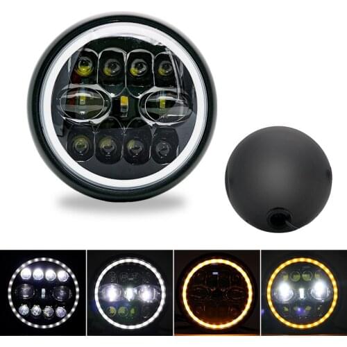 7" Inch Round LED Headlight High Low Beam turn signal with 7" housing Support for Motorcycle Headlight Cafe Racer