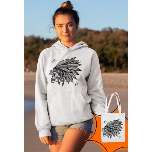 Angemiel Wear Indian Hat White Women 'S Hooded Sweatshirt Bags Kombin