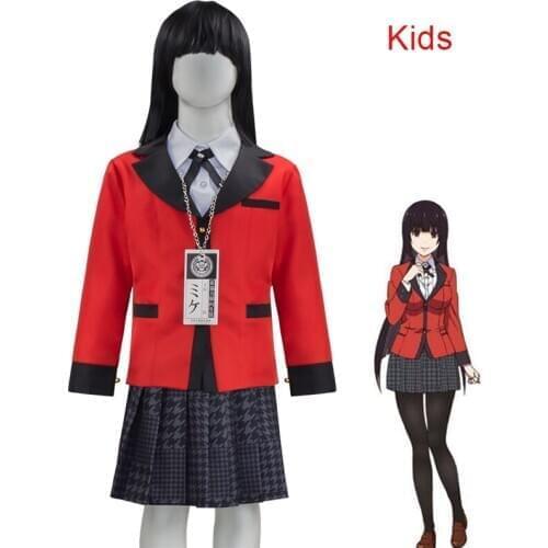 Anime Kakegurui Cosplay Costumes Kids Girls Halloween Jabami Yumeko Lgarashi Sayaka Gambling School Uniform Full Sets Wig C65M43