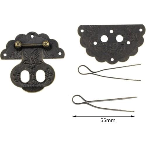 60x60mm Antique Vintage Latch Hasp U Shaped Alloy Decorative Hasp Latch Buckle for Drawer Cabinet Wooden Jewelry Box Case
