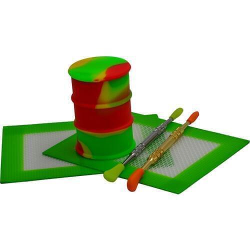 Oil barrel Slick oil Non Stick Silicone butane oil concentrate Container Dab wax Jar+Bho Dabber Carving tool+Silicone Baking Mat