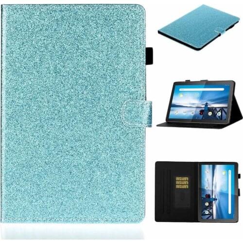 Glitter Tablet Cover For Lenovo Tab M10 X605F 10.1 “ Case Shockproof Flip Leather Card Slot Silicon Stand Protective Tablet Case