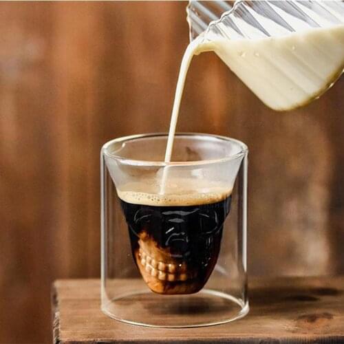 250ml skull wine glass water glass crystal skull beer glass creative double transparent glass cup personality cocktail bar