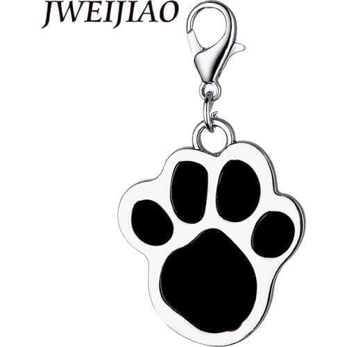 JWEIJIAO High Quality Pet Cat Dog Footprint Keychain 8 Colors Stainless Steel Animal Paw Print Identity Tags ID Card Jy04
