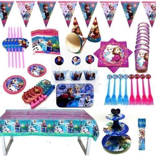 Disney Frozen 2 Party Supplies Frozen Party Paper Straw Plates Cups Girls Frozen 2 Elsa Anna Birthday Decor Party Tablecloth