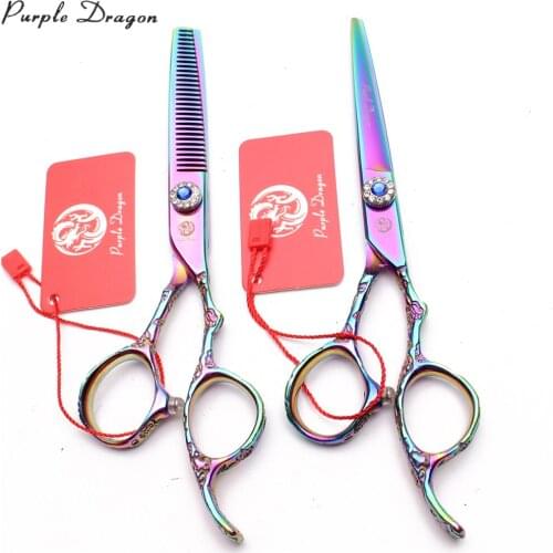 5.5" 6" 440C Colorful Cutting Scissors Thinninng Shears Cats Dogs Grooming Scissors Professional Pet Scissors Plum Handle Z9002