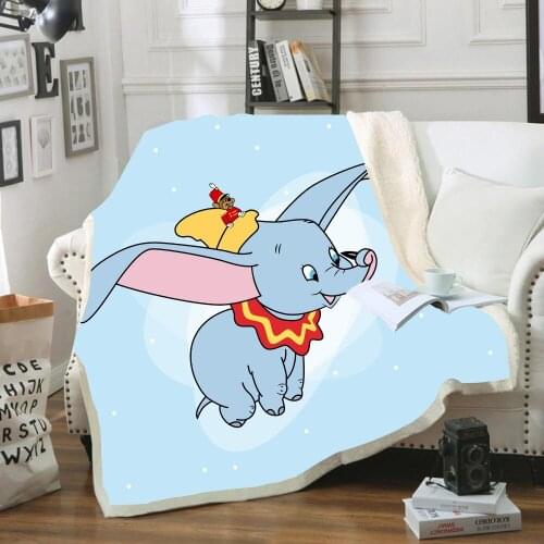 Disney Cute Dumbo Winnie The Pooh Tigger Plush Comfy Blue Pink Blanket Bedding Gifts for Boys and Girls Children Home Textile