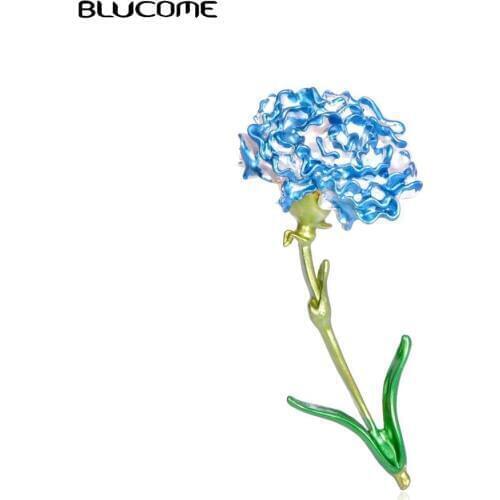 Blucome Enamel Carnation Flower Brooches For Women Men Suit Collar Clip Badge Decoration Copper Brooch Corsage Mothers Day Gift