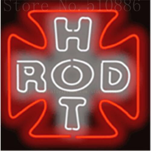 Hot Rod Cross Car Auto Real Glass Tube neon sign Beer Club Pub Handcrafted Automotive signs Shop Store Signage Signage 18"x18"
