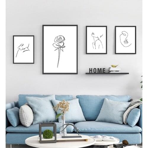 Canvas Nordic Abstract Picture Minimalist Lines Woman Painting Sketch Wall Art Line Drawing Paintings Modern Art
