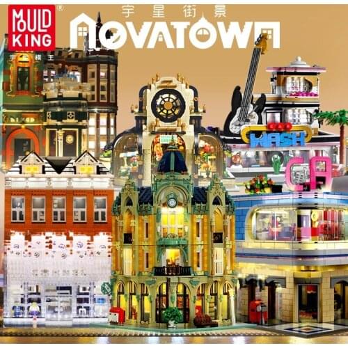 In Stock MOC Creator Expert Restaurant Shop Diner City Street Series Coffee House Pet Shop Brick Bank Building Blocks Kids Toys