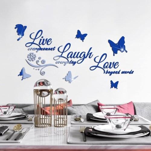 Creative Butterflies Wall Stickers Laugh Love Quotes Decals Modern Living Room Bedroom Decor Aesthetic Self Adhesive Wallpaper