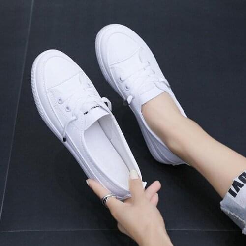 Sneakers Woman White Shoes Walking Soft PU Lace Up Women Flats Loafers 2021 Autumn Ladies Casual Female Fashion Slip On Shoe New