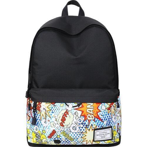 Fashion Printed Backpack Women Canvas School Bag For Teenage Girl Student Bookbag Travel Laptop Back Bag Black Bagpack Rucksack