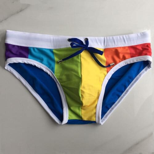Rainbow Mens Swim Briefs D.M Swimwear Swimming Trunks Beach Bathing Suit Sexy Gay Shorts 2020 Seobean Youth Swimsuit zwembroek