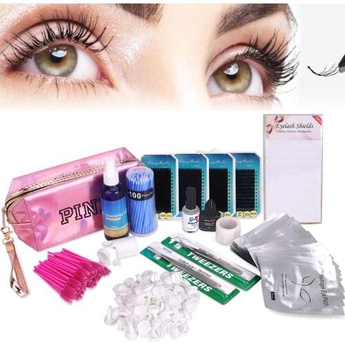 12 in 1 Eyelash Extension Training Kit with Bag Grafting Eye Pads Professional False Eyelash Practice Tools For Lash Beginners
