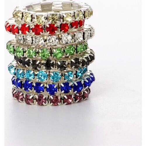 8PCS Colorful Rhinestone Zircon Elasticity Rings Set For Women Vintage Boho Simple Spring Rings Handmade Jewelry New Gifts 2021
