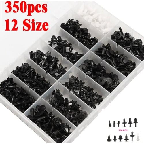 350PCs/Set 12 Size Auto Car Fastener Clips Push Pin Rivet Trim Clip Panel Body Interior Assortment Plastic Carrige Box Set